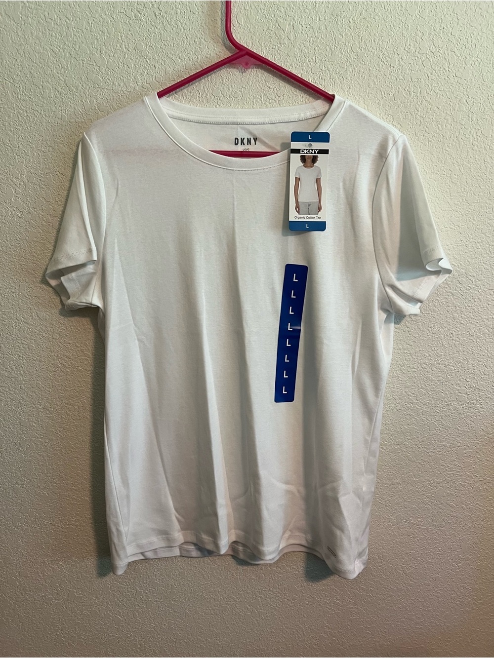 DKNY White Short-Sleeve Crew Tee Large